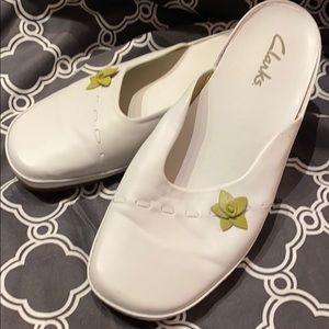 White Clark Mules - size 10